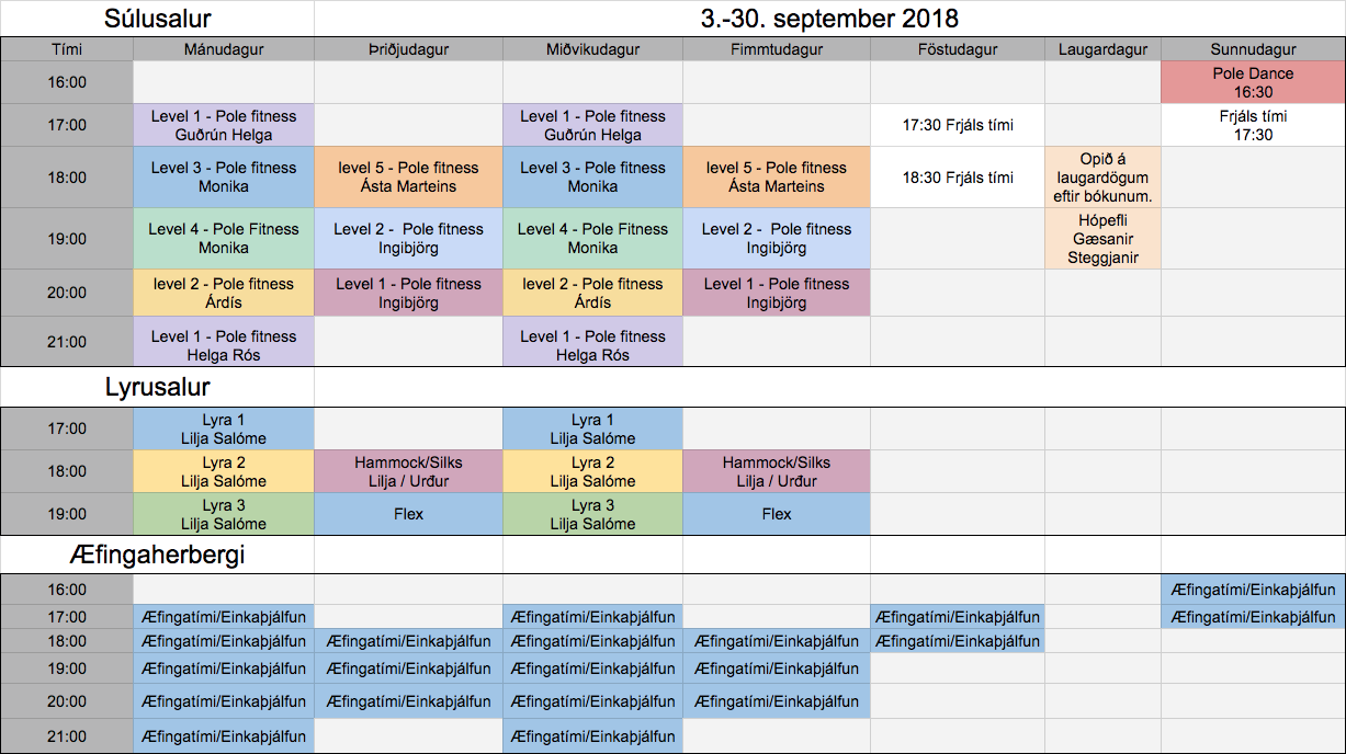 stundataflastundatafla fyrir september 2018 stundatafla fyrir september 2018